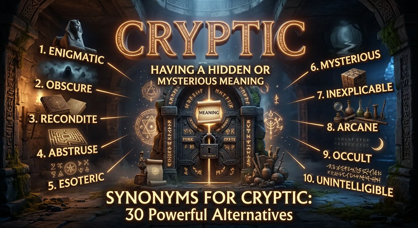 Synonyms for cryptic with meanings and examples