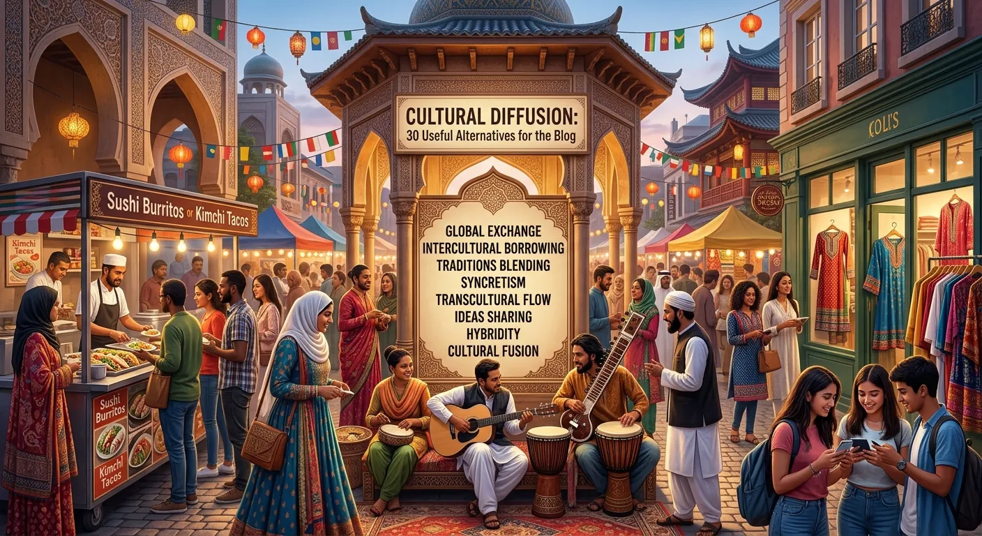 Synonyms for cultural diffusion with meanings and examples