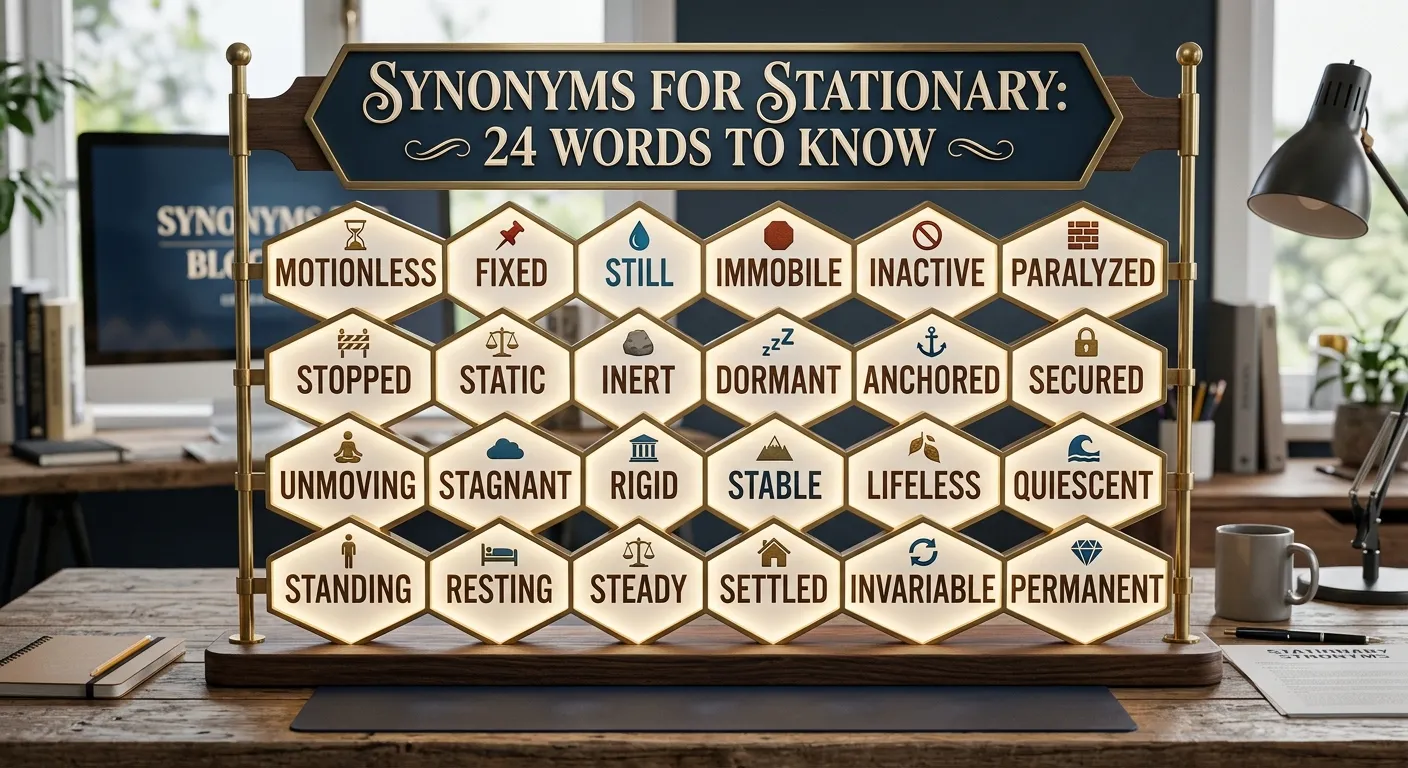synonyms for stationary with meanings and examples