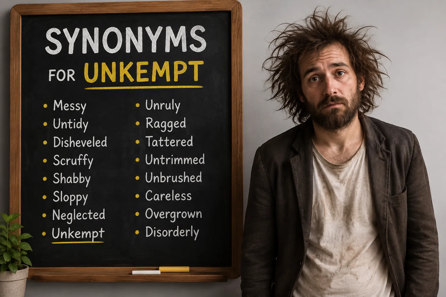 Synonyms for unkempt with meanings and examples