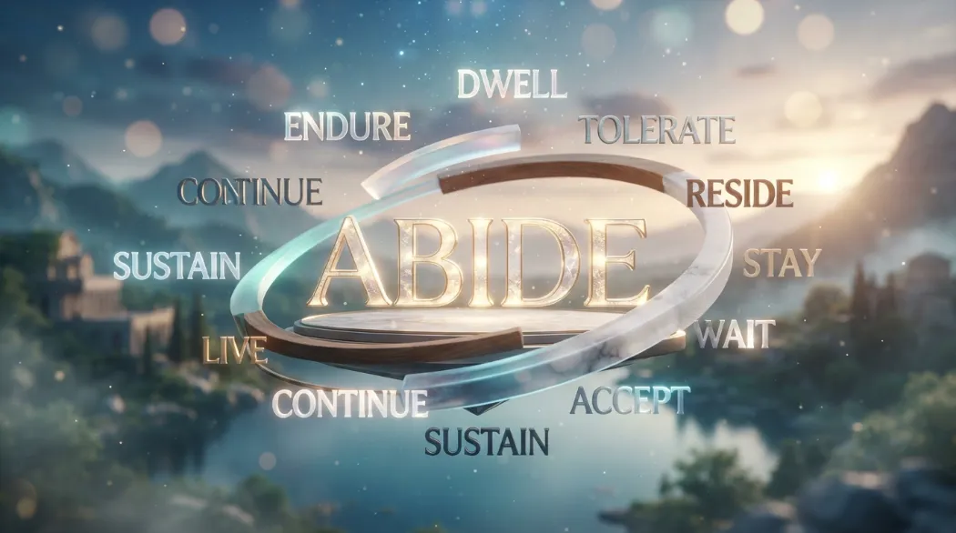 Synonyms for abide including follow, obey, tolerate, endure, and remain