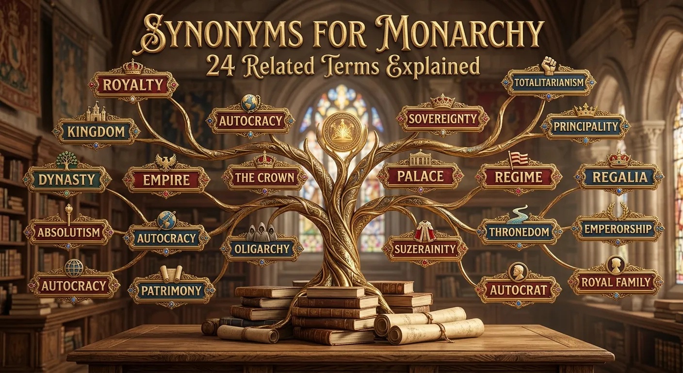 24 synonyms for monarchy with meanings and examples