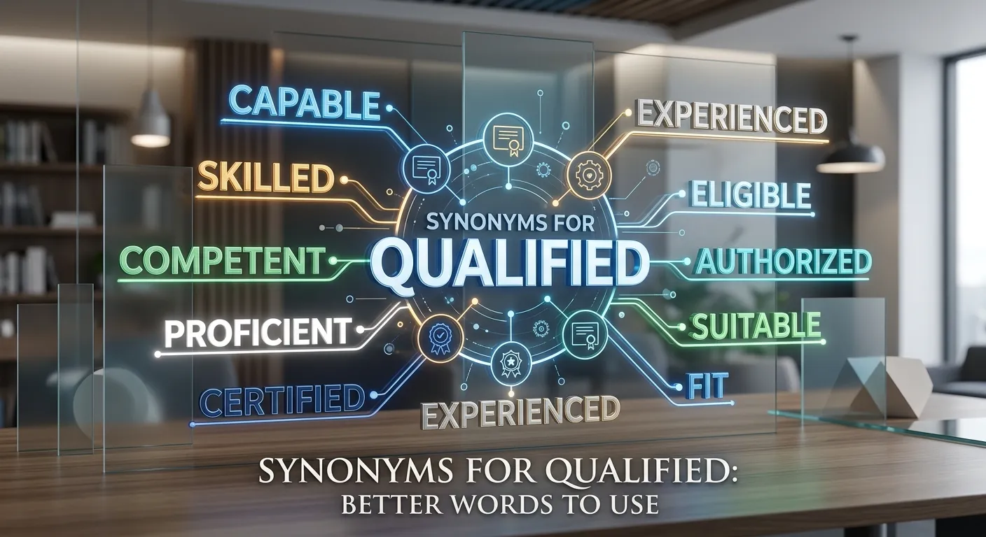 Synonyms for qualified including skilled, competent, trained, certified, and eligible