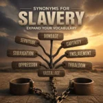 Synonyms for slavery including bondage, servitude, enslavement, and forced labor
