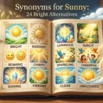 Synonyms for sunny including bright, radiant, cheerful, clear, and upbeat